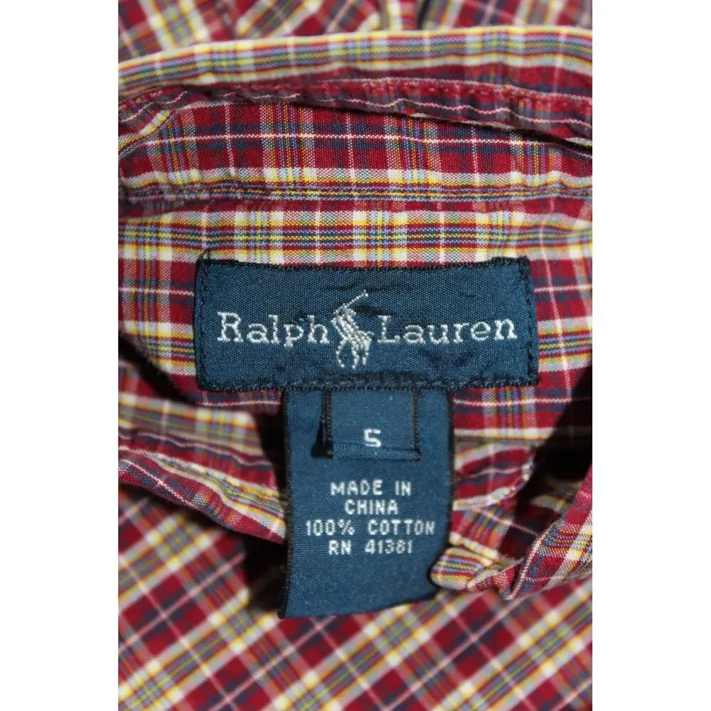 Ralph Lauren Polo Plaid Check Blue Label Button Down Long Sleeve Shirt Size 5